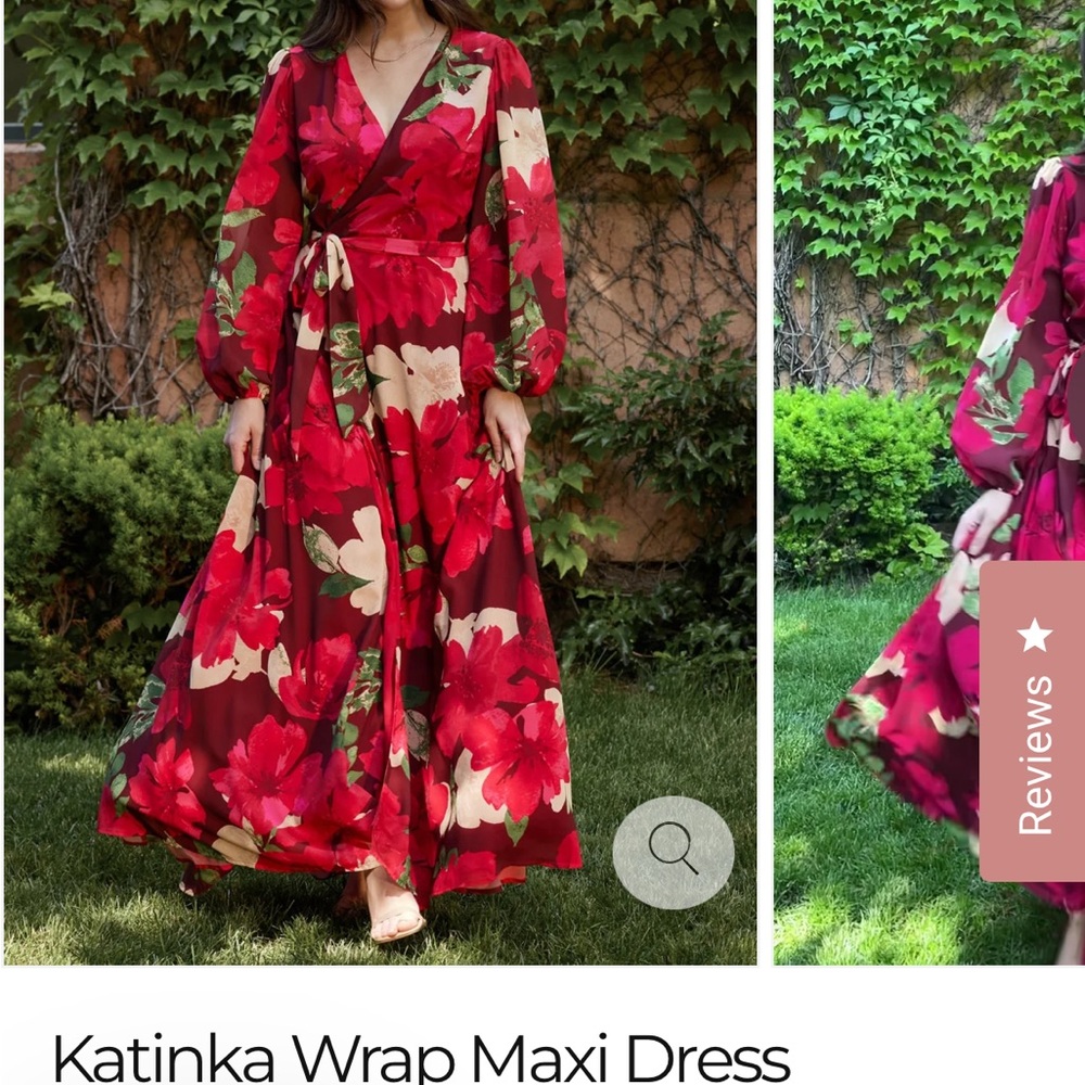 Baltic Born Katinka Red and Cream Floral Wrap Maxi Dress